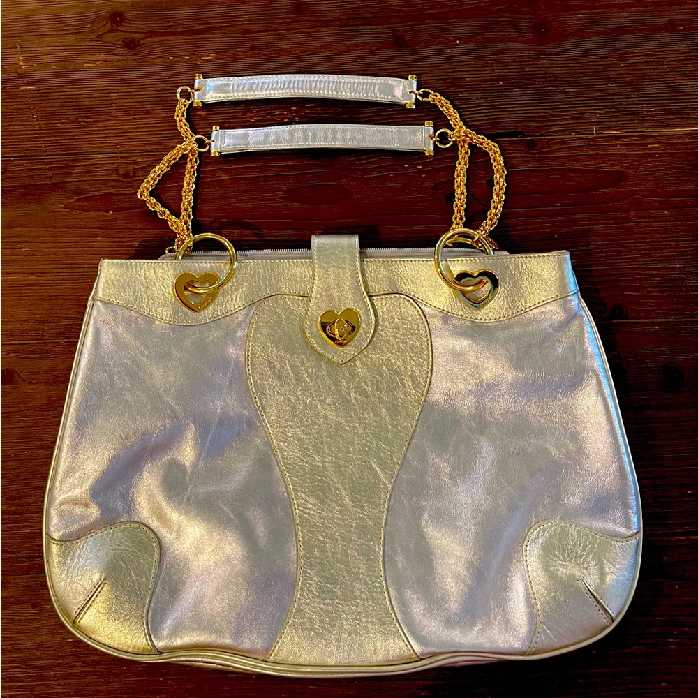 Lovcat Metallic Silver and Gold Leather Purse